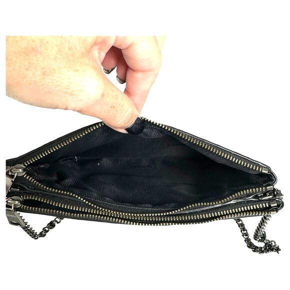 Coach Embossed Python Snake Skin Double Zip Chain Crossbody Purse Handbag - Picture 3 of 4